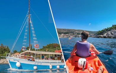 Boat tour to Elaphite Islands and kayaking near Lokrum Island, Betina Cave.