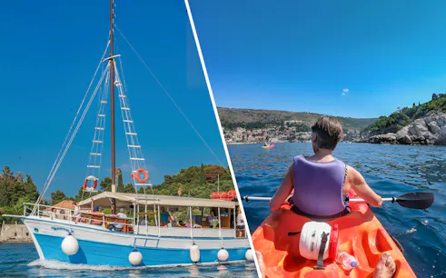 Boat tour to Elaphite Islands and kayaking near Lokrum Island, Betina Cave.