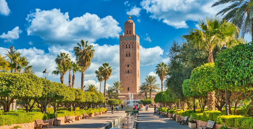 Marrakesh market scene.