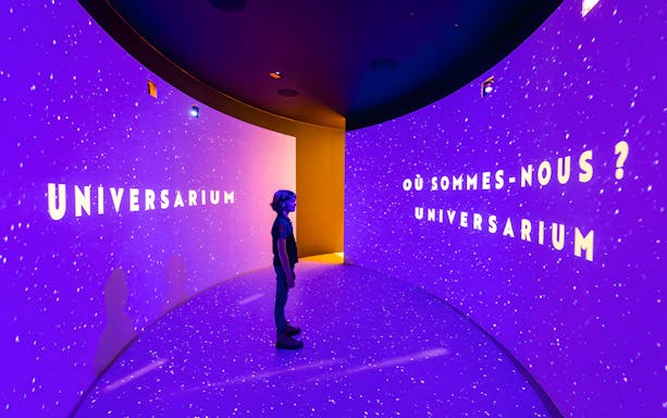 Child exploring Universarium exhibit, French Riviera Pass.