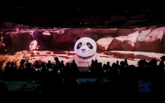 Panda chef animation at TASTE OF CHINA immersive restaurant, Shanghai.