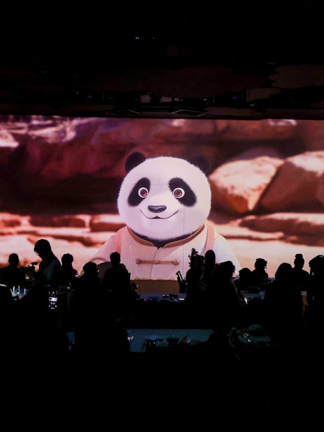 Panda chef animation at TASTE OF CHINA immersive restaurant, Shanghai.