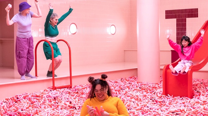 Visitors enjoying sprinkle pool at Museum of Ice Cream Singapore.