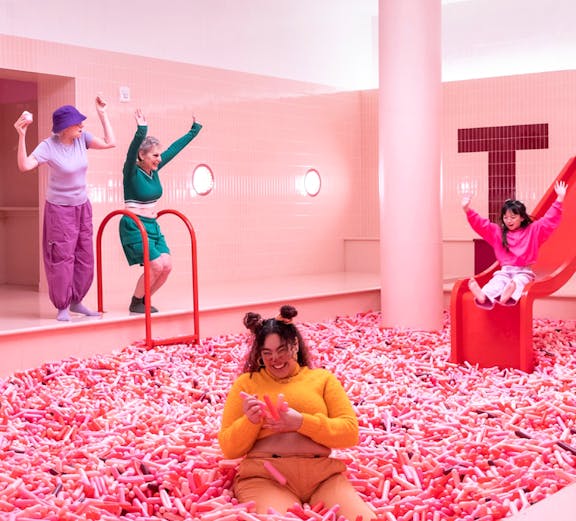 Visitors enjoying sprinkle pool at Museum of Ice Cream Singapore.