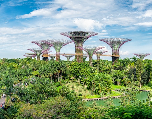 Heritage Garden at Gardens by the Bay, Singapore, showcasing diverse plant species and cultural landscapes.
