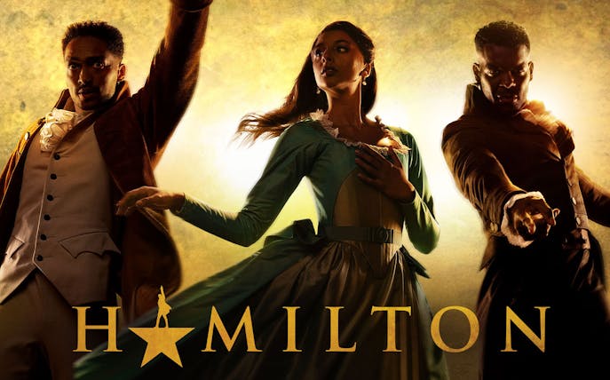 Actors performing in Hamilton West End show, London.