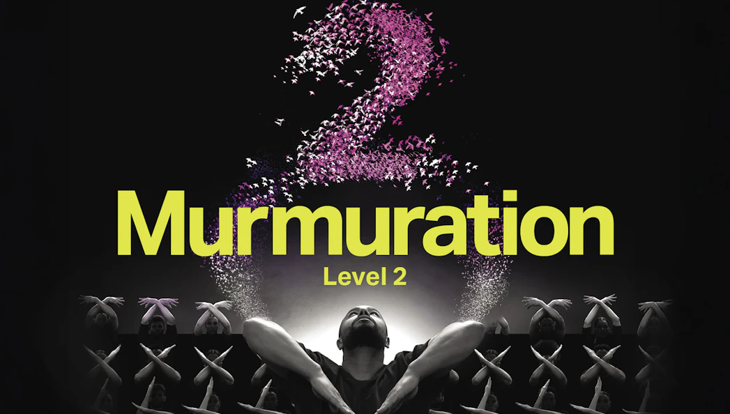 Murmuration performance by Sadeck Berrabah with dancers forming patterns, Level 2.