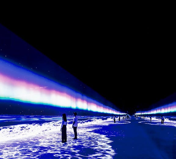 Visitors exploring immersive digital art installation at ARTE Museum, New York.