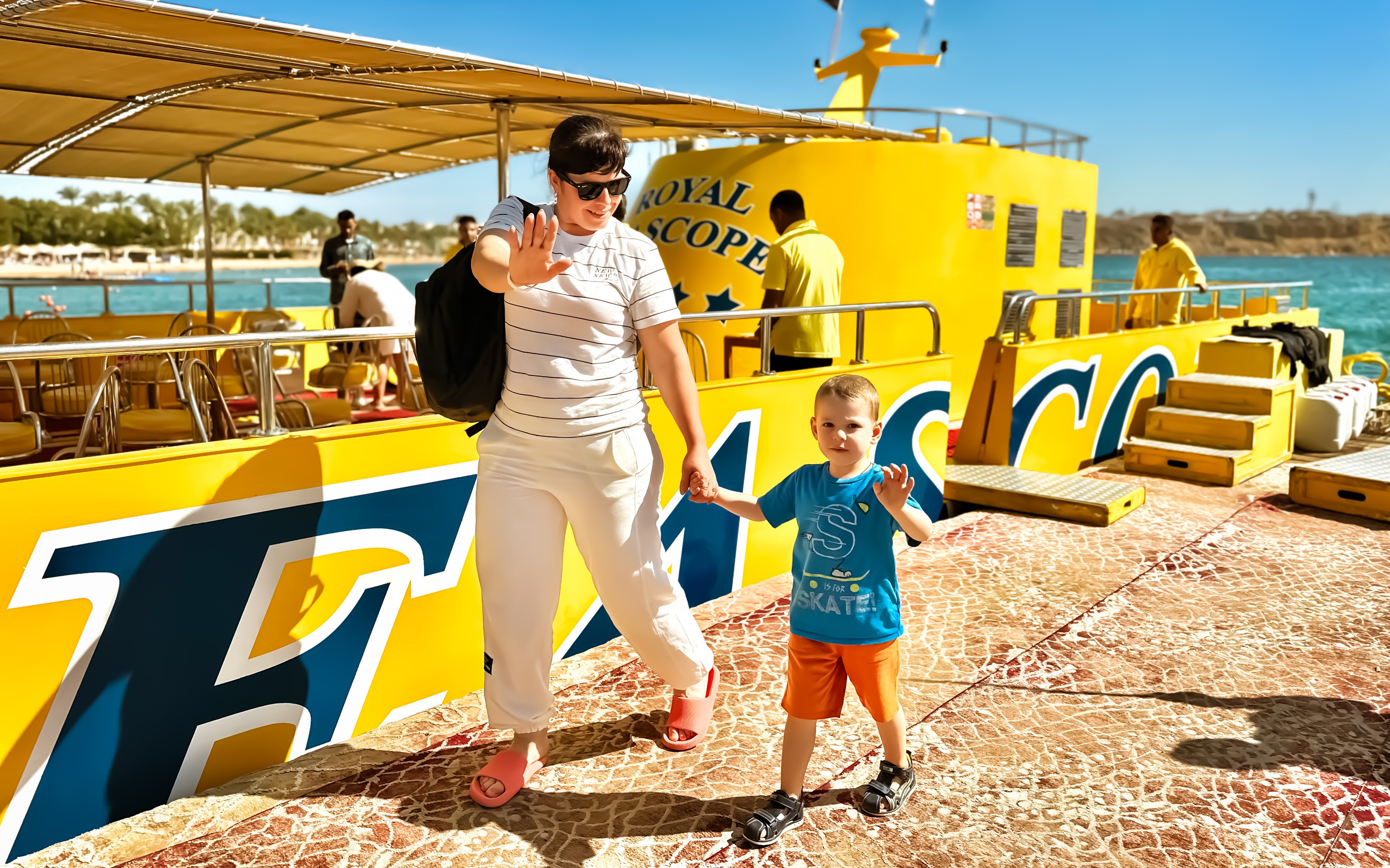 People disembarking from Royal Seascope Submarine in Hurghada.