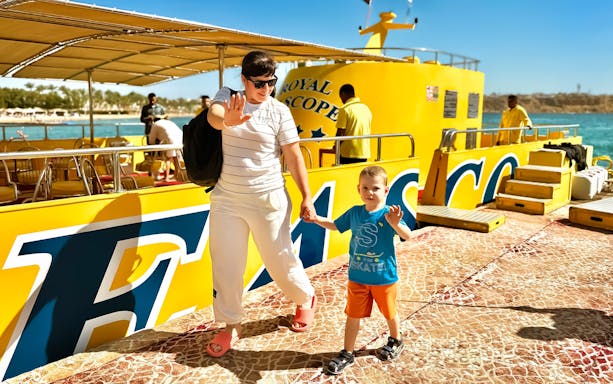 People disembarking from Royal Seascope Submarine in Hurghada.