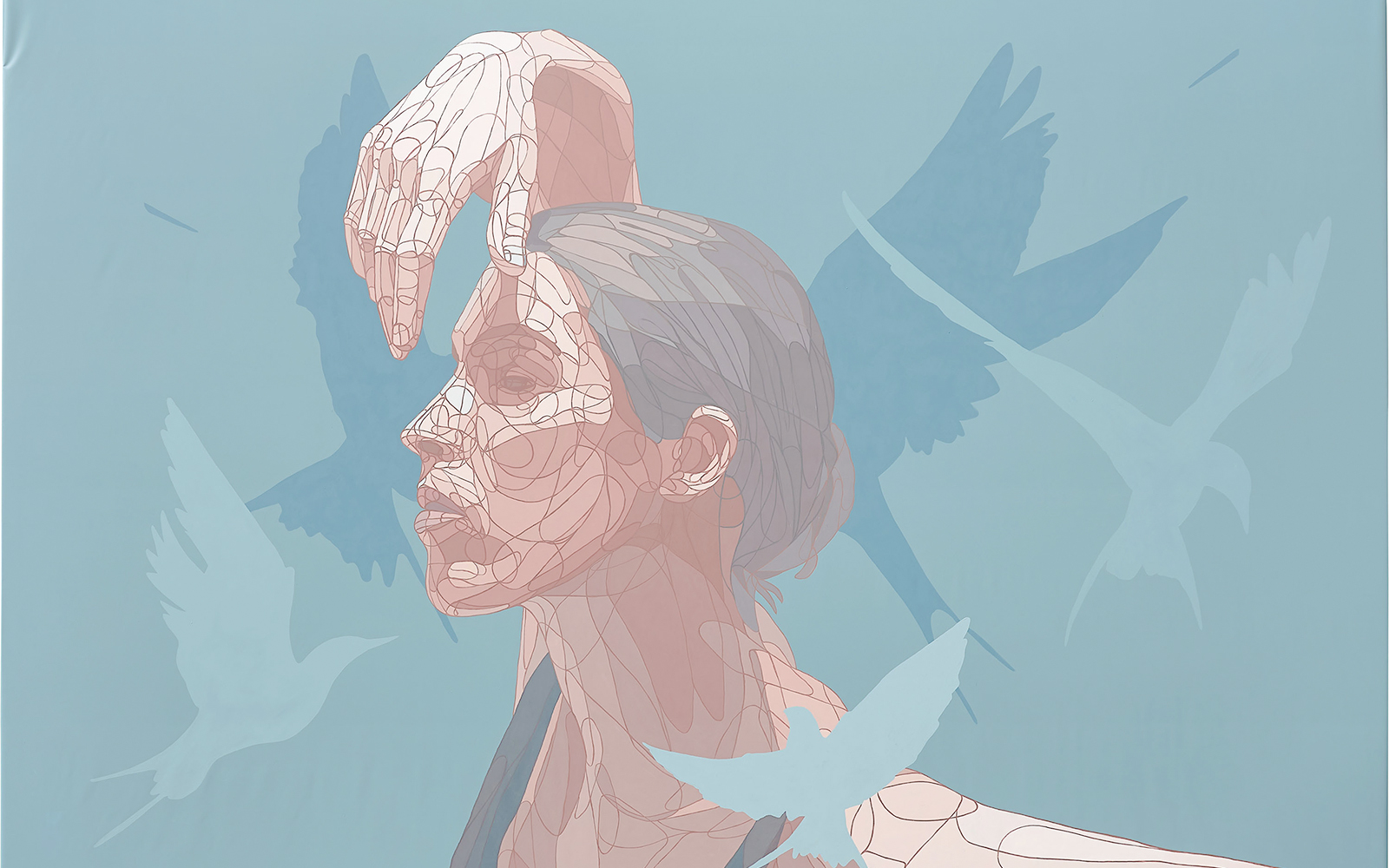 Street art mural by Taquen titled "Movement as a Language" in a vibrant urban setting.