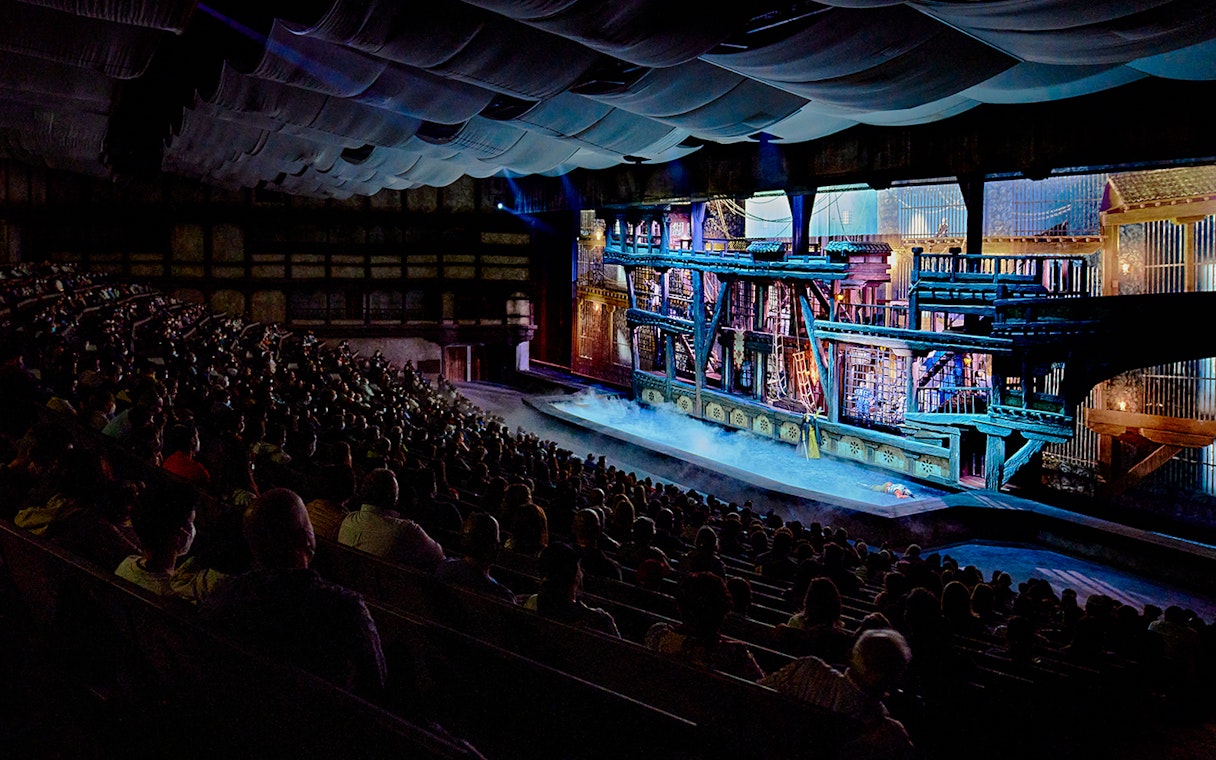 Audience watching a historical performance at Puy du Fou España theater.