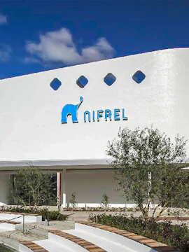 NIFREL Interactive Aquazoo entrance with modern architecture in Osaka, Japan.
