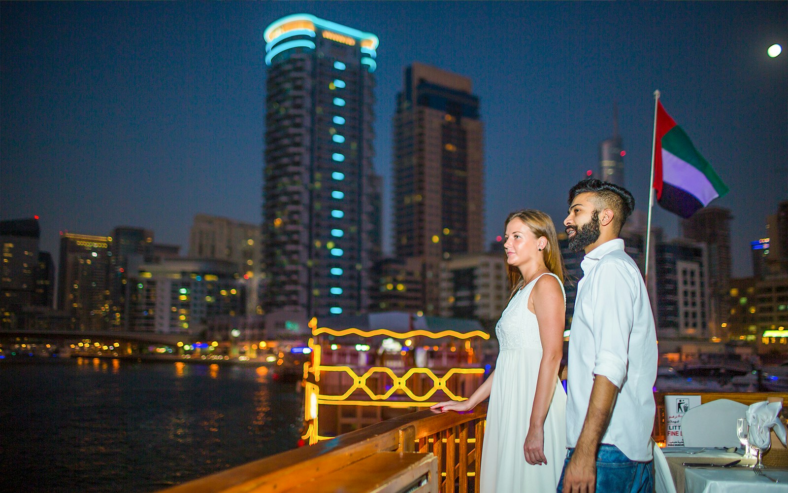 passengers enjoying views of dubai marina