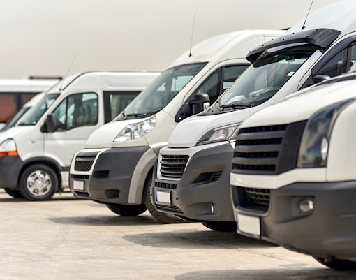 Shuttle vans lined up
