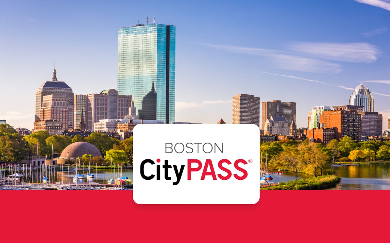 Boston skyline with CityPASS® logo in foreground.