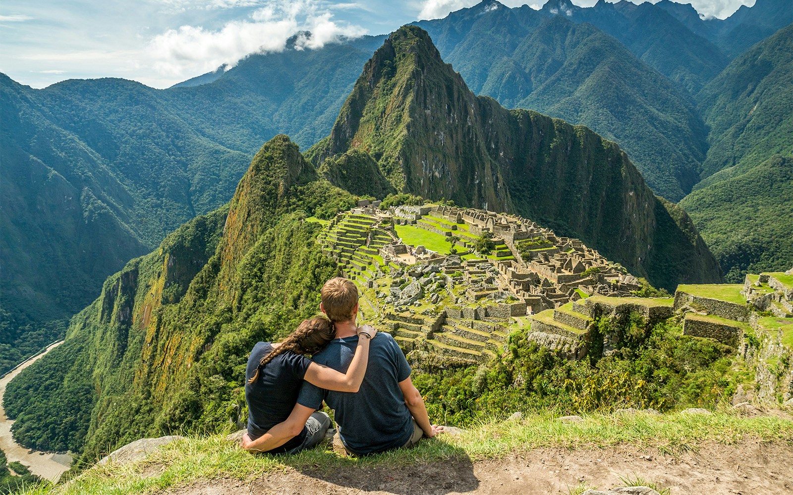 Machu Picchu ruins with Huayna Picchu mountain in the background, Peru.