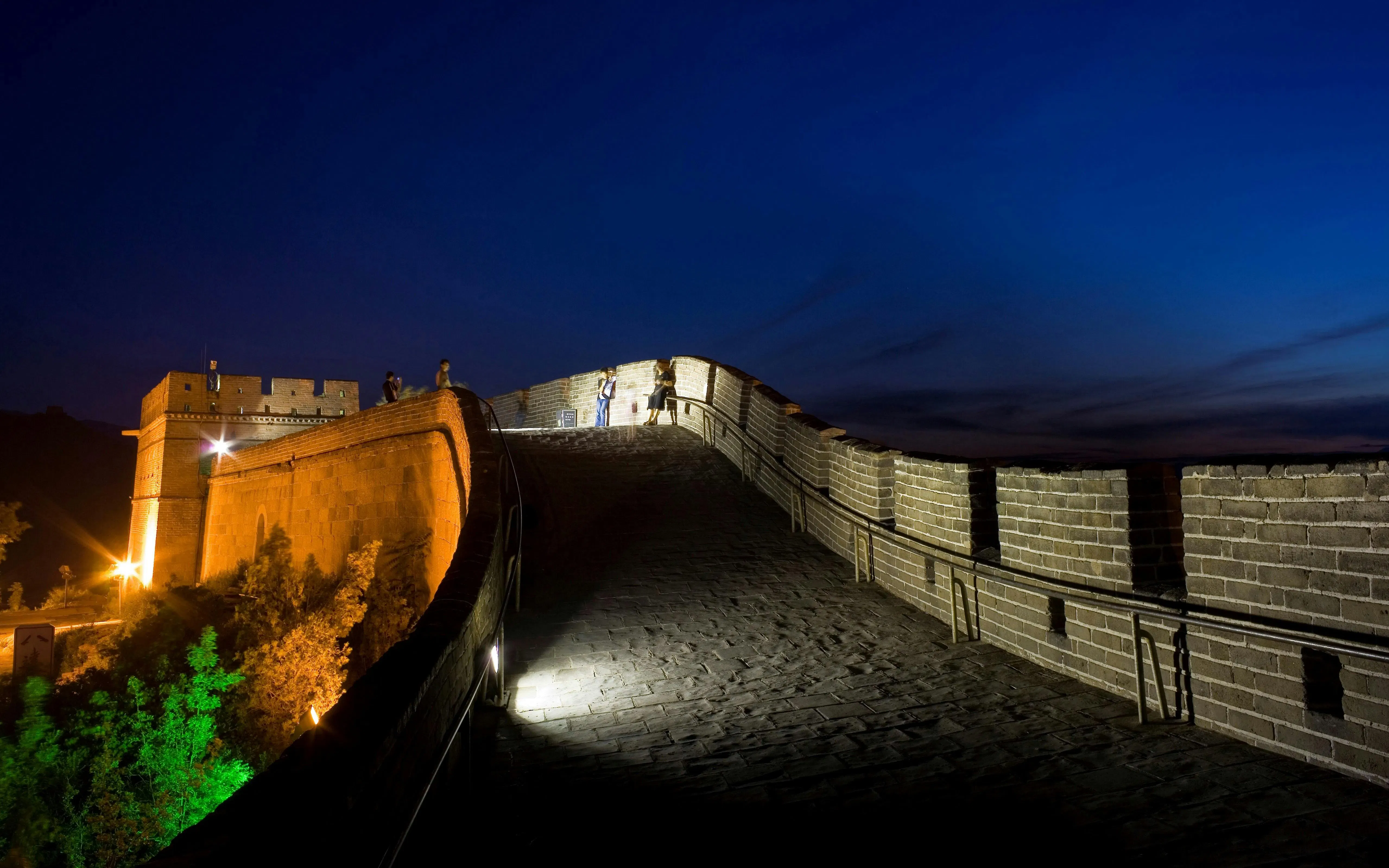 Badaling Great Wall illuminated at night, Beijing.