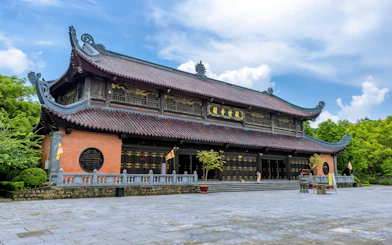 Main pagoda at Bai Dinh, Ninh Binh, Vietnam, with traditional architecture.