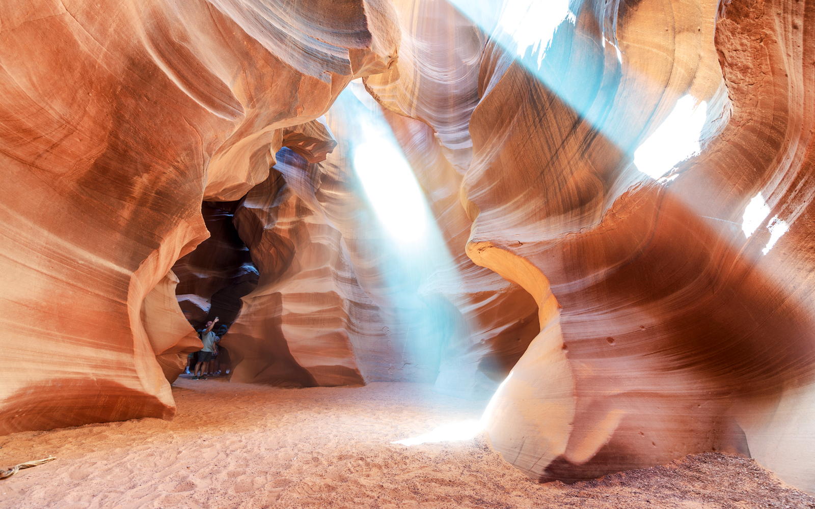 Light rays streaming through Upper Antelope Canyon, Page, Arizona.