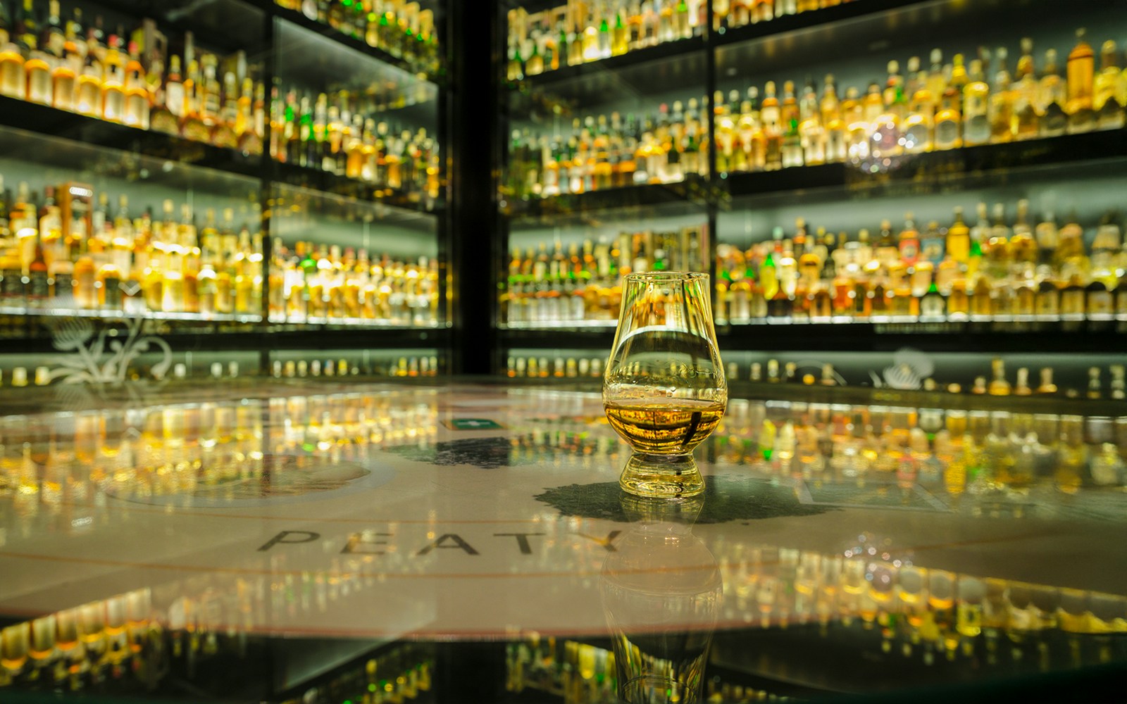 Crystal whisky tasting glass at the Scotch Whisky Experience in Edinburgh.