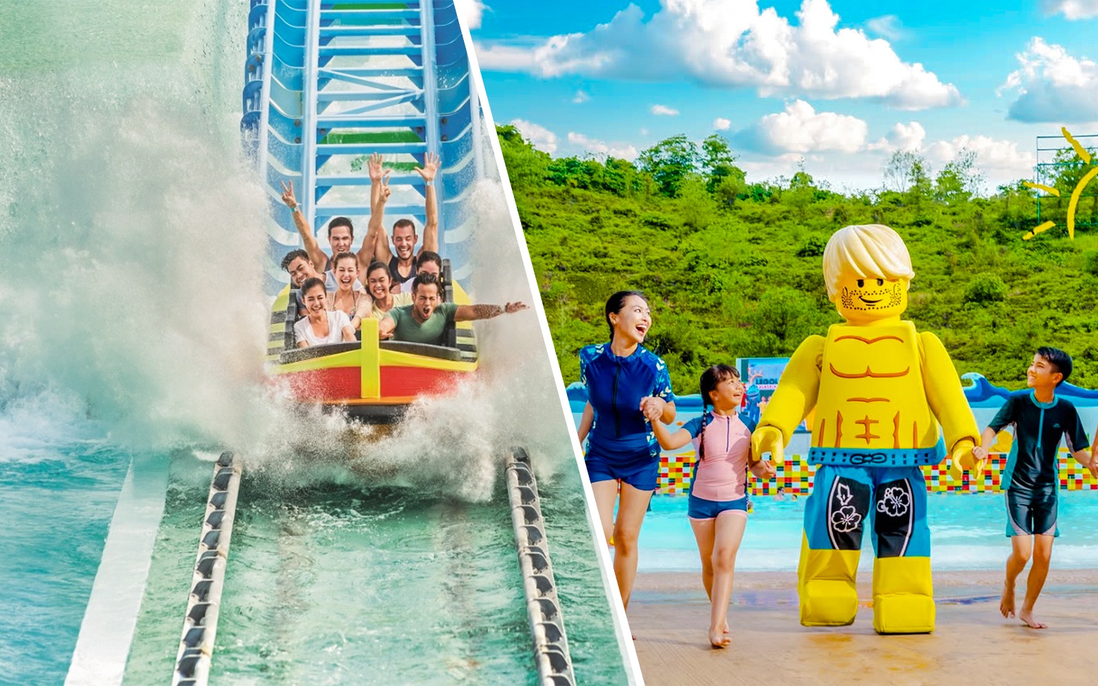 Tourists on a water coaster ride at Adventure Waterpark Desaru.