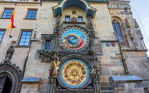 Astronomical Clock in Prague during walking tour.
