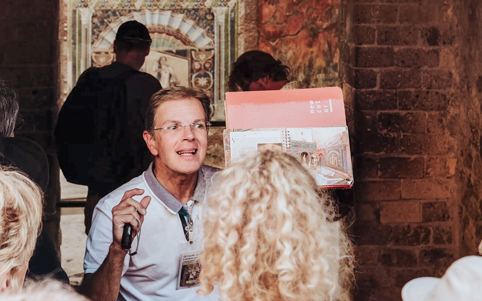 Visitors at Pompeii with the guide