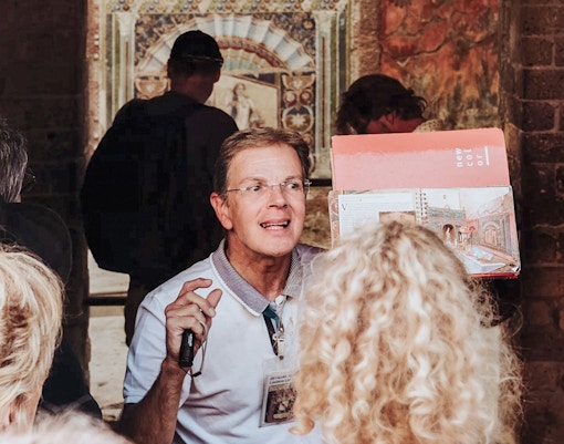 Visitors at Pompeii with the guide