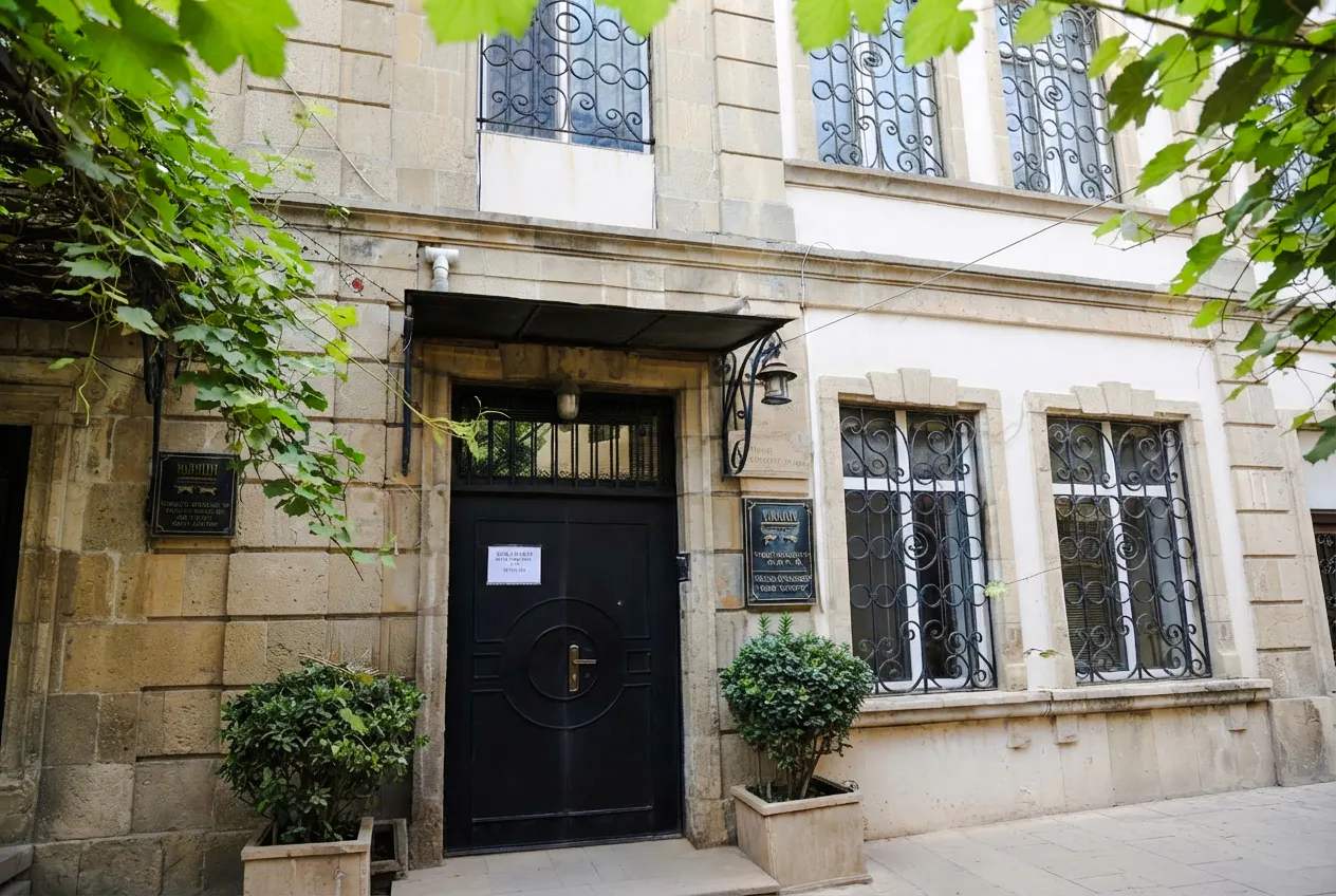 House-Museum of Tahir Salahov entrance with vine-covered facade, Baku.