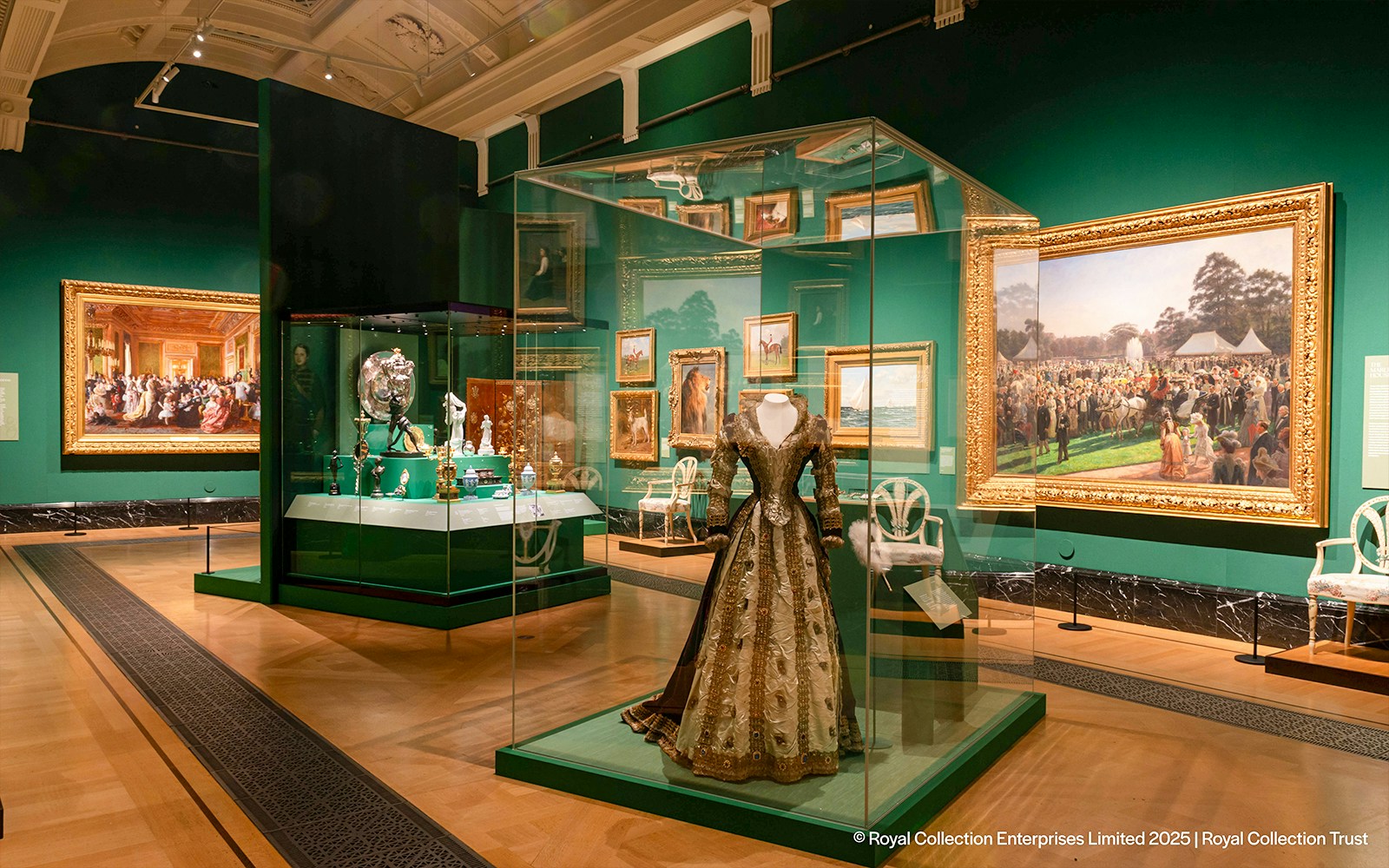 Edwardian art and artifacts displayed in King's Gallery, Buckingham Palace, London.