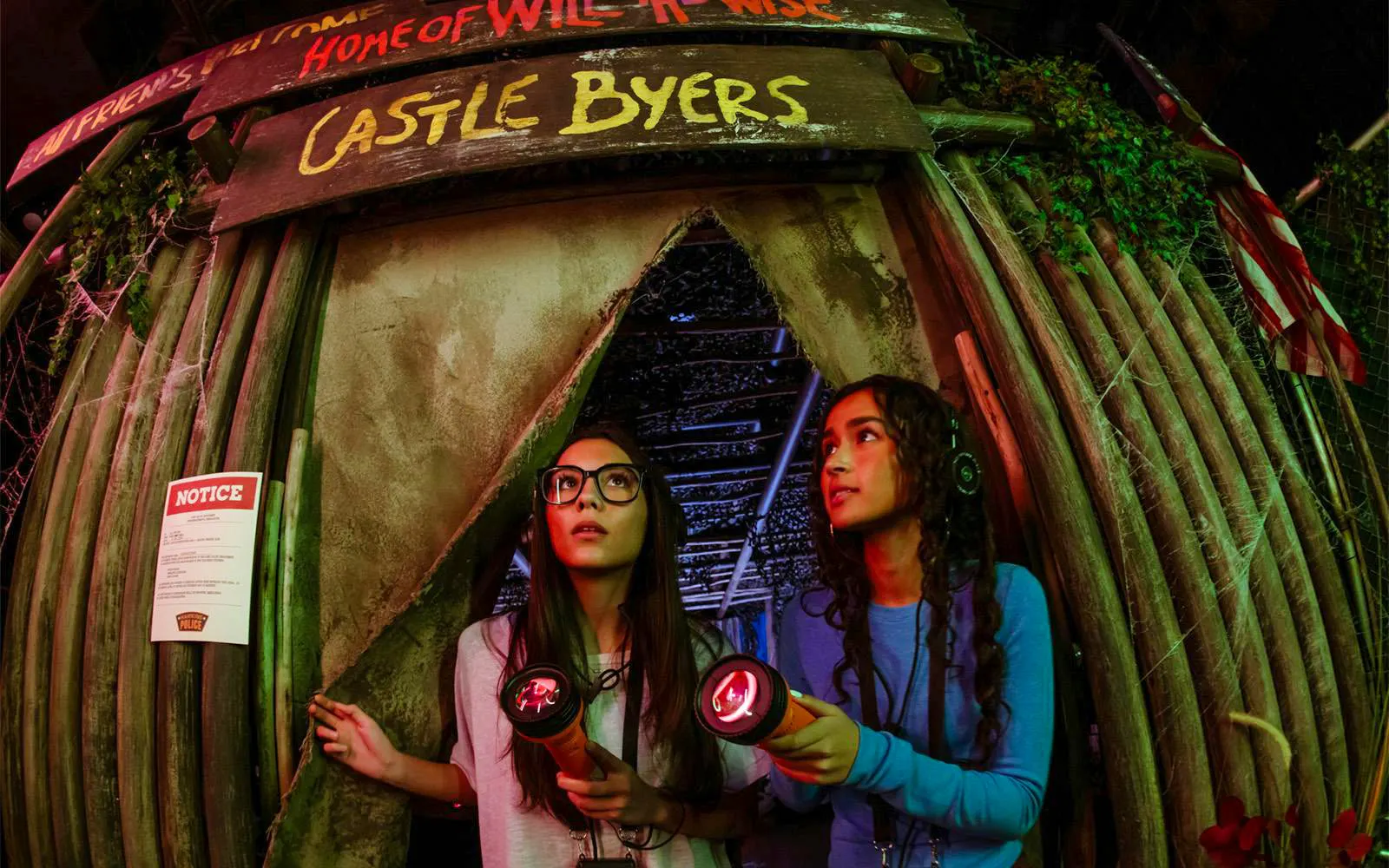 Guests exploring Castle Byers at Stranger Things experience, Netflix House, Philadelphia.