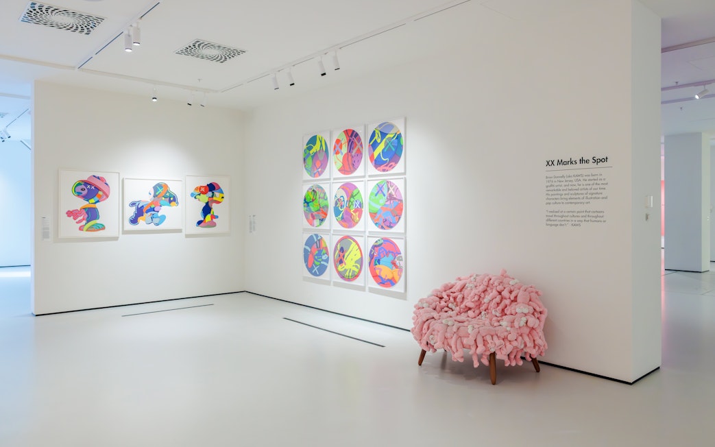 Brian Donnelly's colorful art display at Moco Museum London.