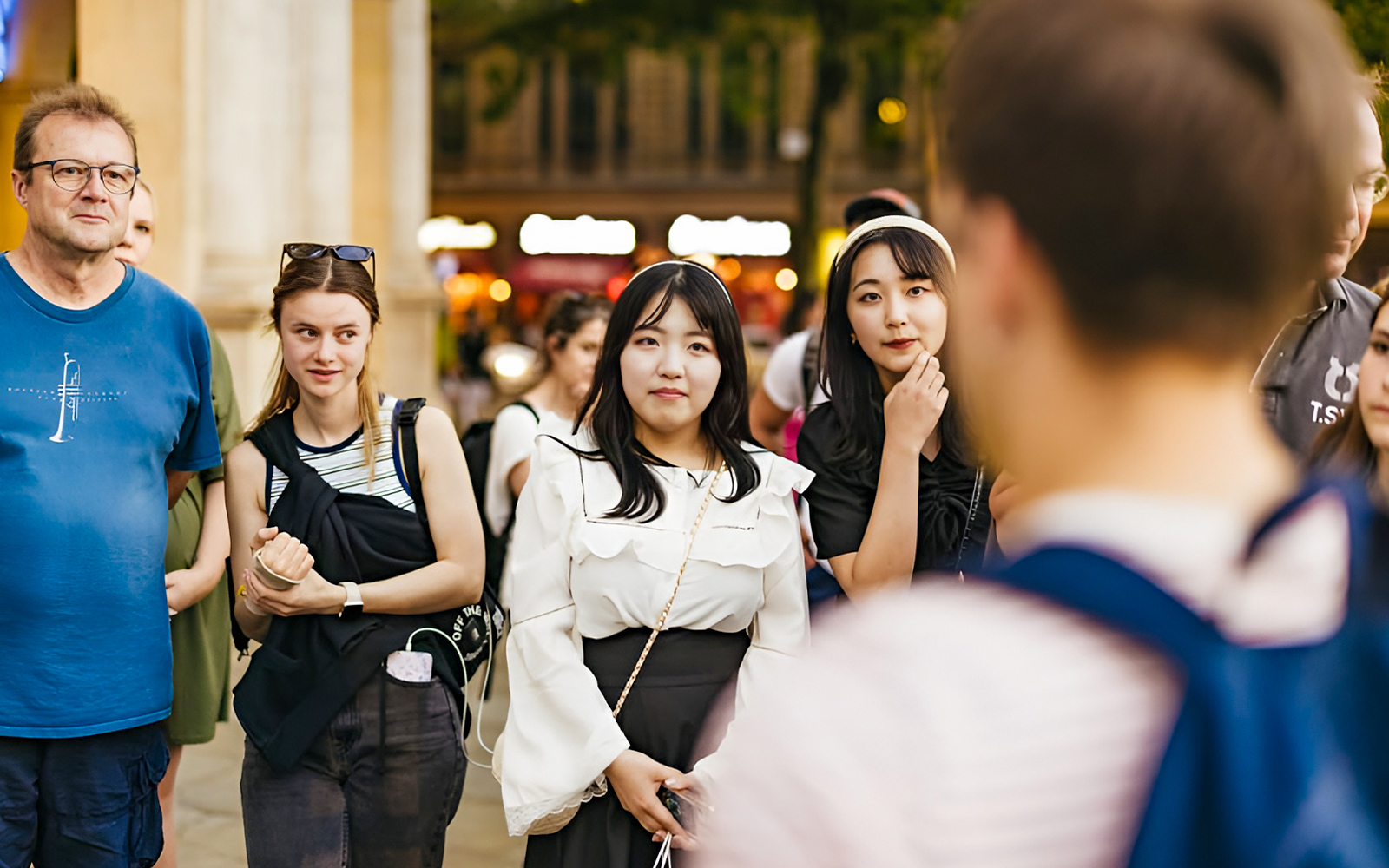 Group of tourists on a Harry Potter walking tour in London.