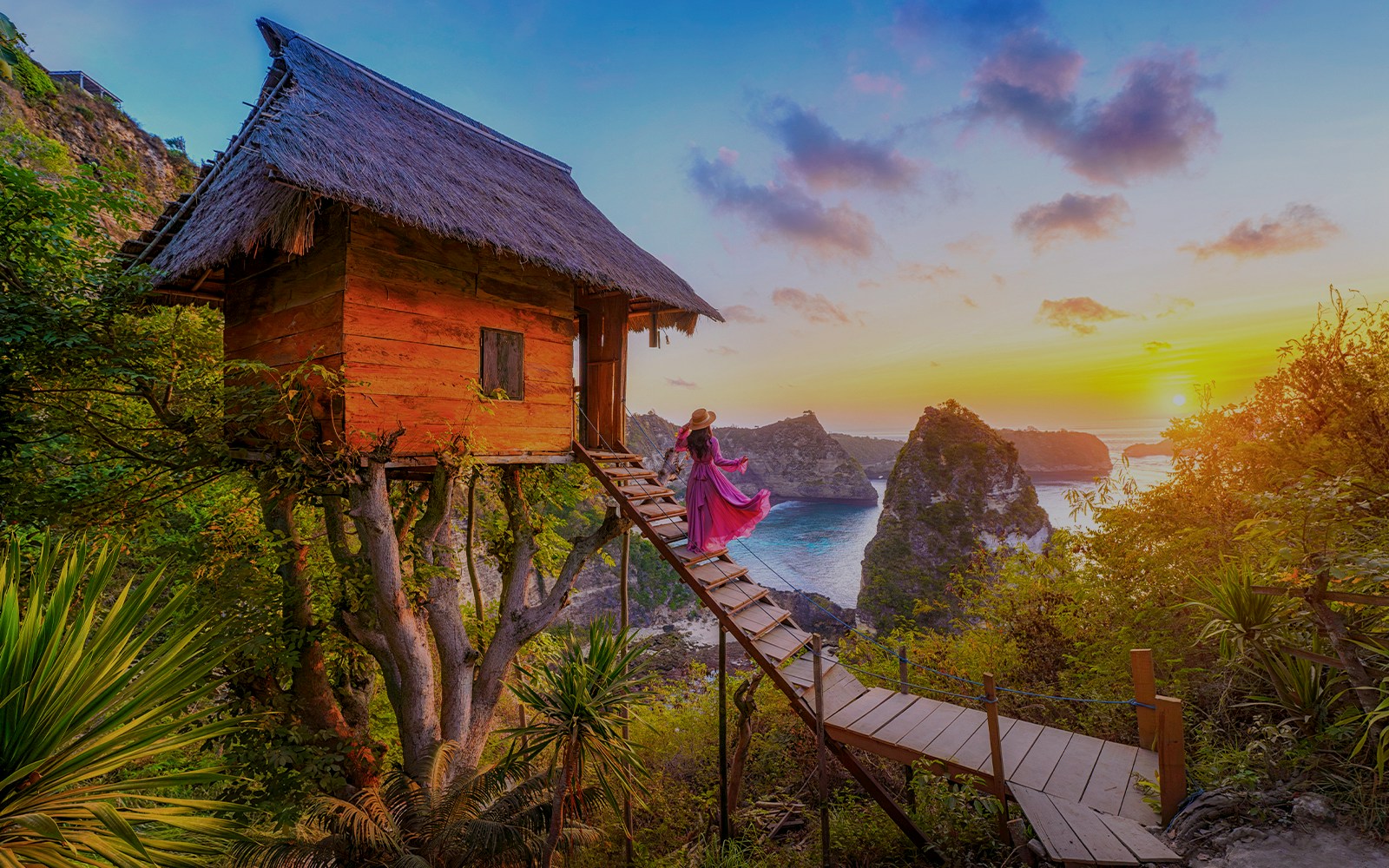 Tourists enjoying the scenic view of East/West/South Nusa Penida Island during an Instagrammable Private Tour with Hotel Transfers