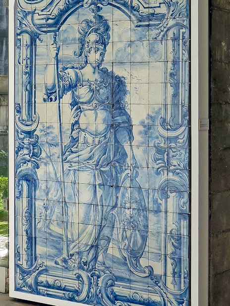 Azulejo panel depicting a classical figure at the National Azulejo Museum, Lisbon.