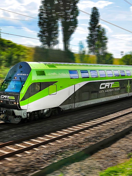 City Airport Train traveling between Vienna Airport and city center.