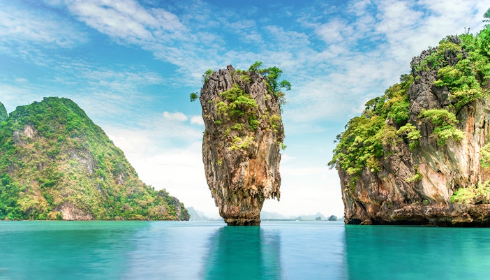 James Bond Island limestone karst in Phang Nga Bay, Phuket, Thailand.