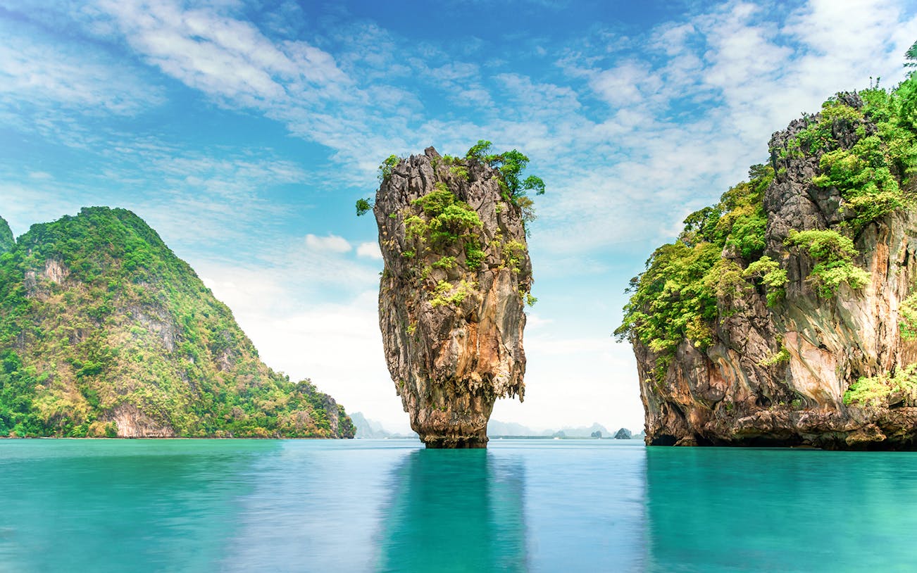 James Bond Island limestone karst in Phang Nga Bay, Phuket, Thailand.