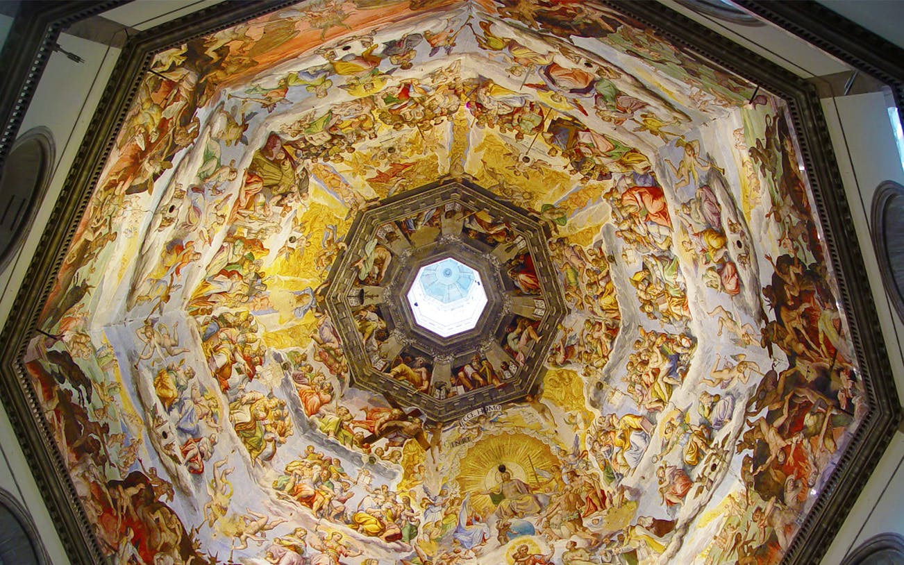 Florence Cathedral dome interior frescoes, view from below during exclusive terrace and dome climb.