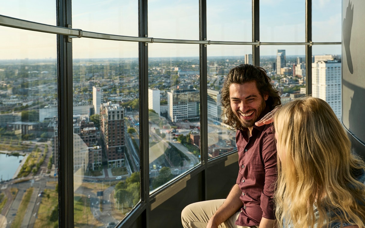Guests enjoying city views from the Euroscoop observation deck.