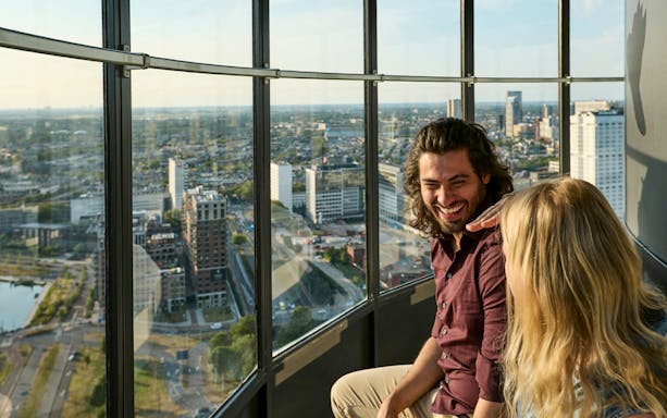 Guests enjoying city views from the Euroscoop observation deck.