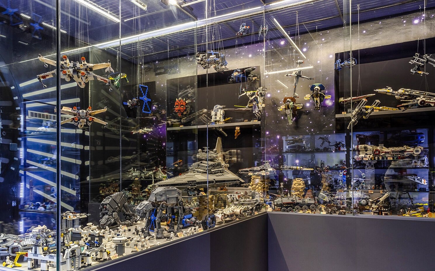 LEGO Star Wars models displayed at the LEGO Museum in Prague.
