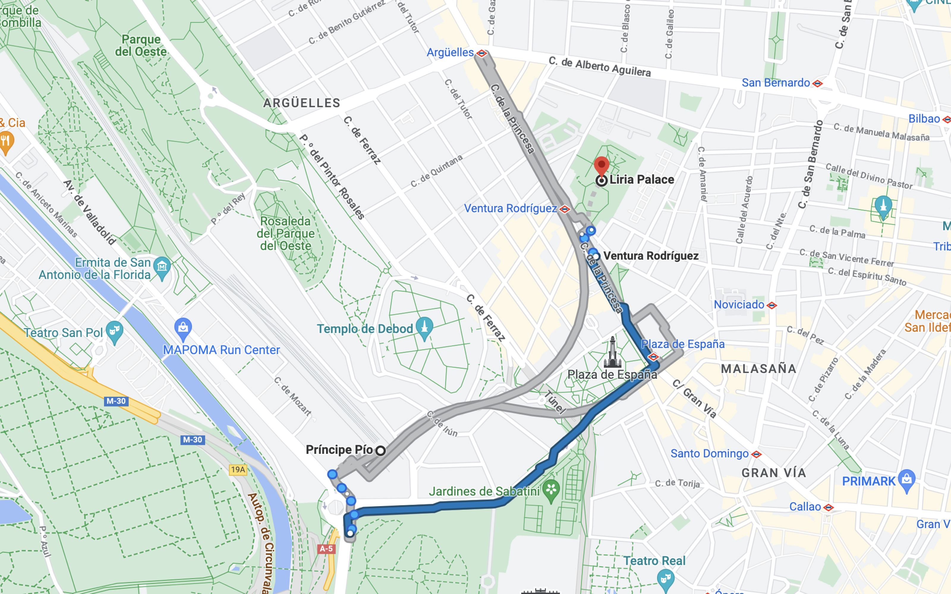 Príncipe Pío Train station near Liria Palace