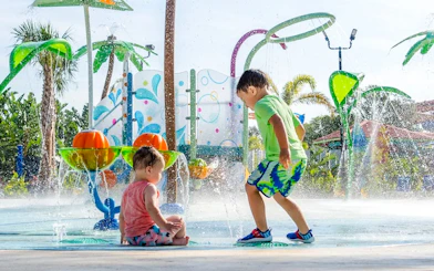Children playing in splash pad at Adventure Island, Florida.