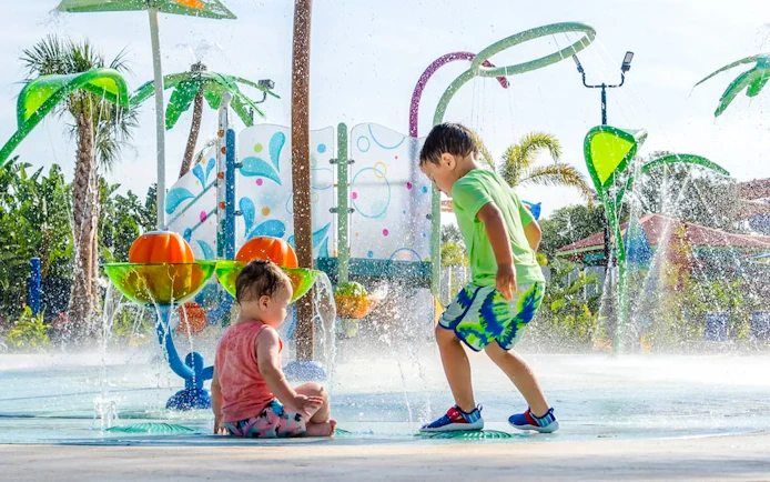 Children playing in splash pad at Adventure Island, Florida.