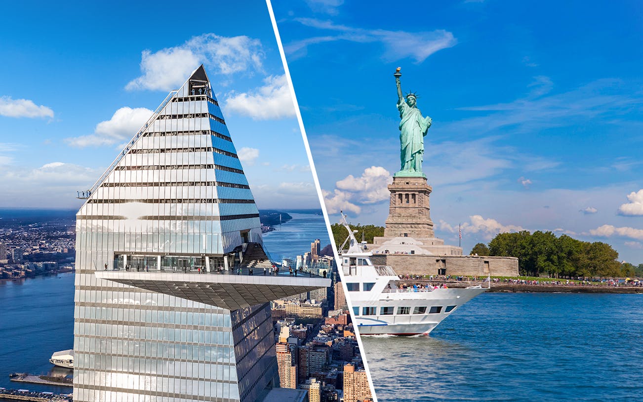 Edge Observation Deck and Statue of Liberty with sightseeing cruise in New York City.