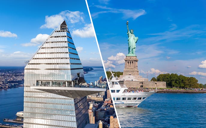 Edge Observation Deck and Statue of Liberty with sightseeing cruise in New York City.