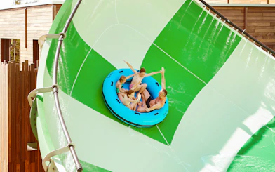 Family on aquaventure ride at Bellewaerde Aquapark.