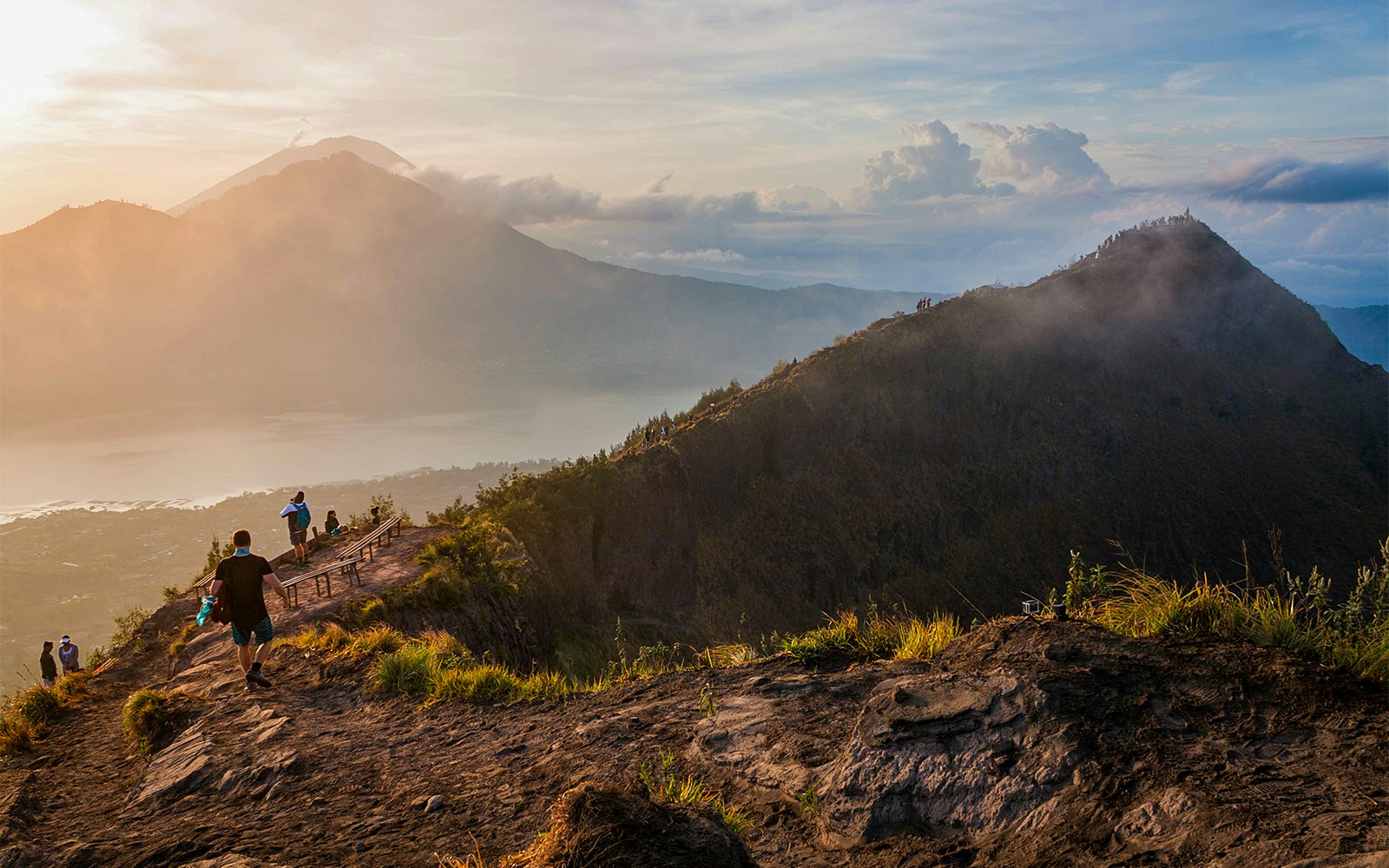 People hiking at the mount batur